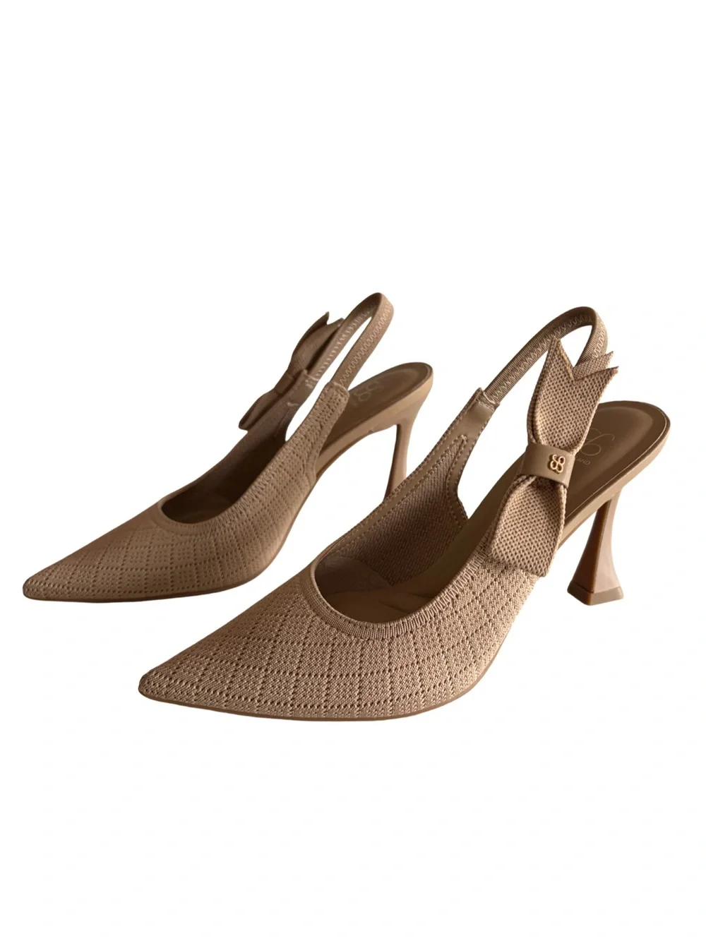 Cosy Island EverLush Bowknot Pointed Toe Heeled Slingback Nude Size 6